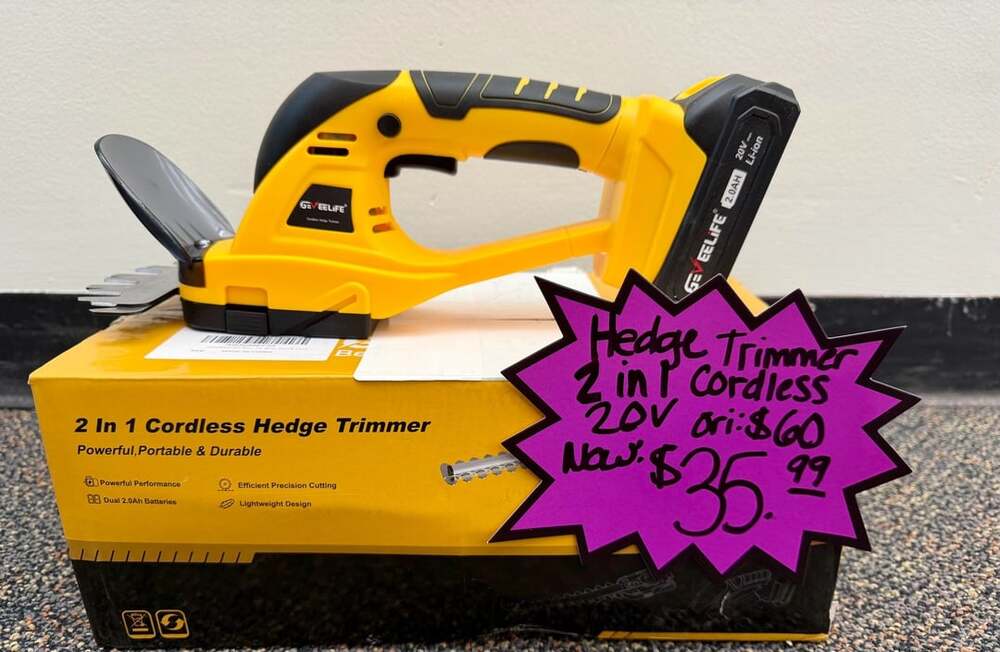 GEVEELIFE 2 in 1 Cordless Hedge Trimmer GS10 20V 2.0Ah Yellow